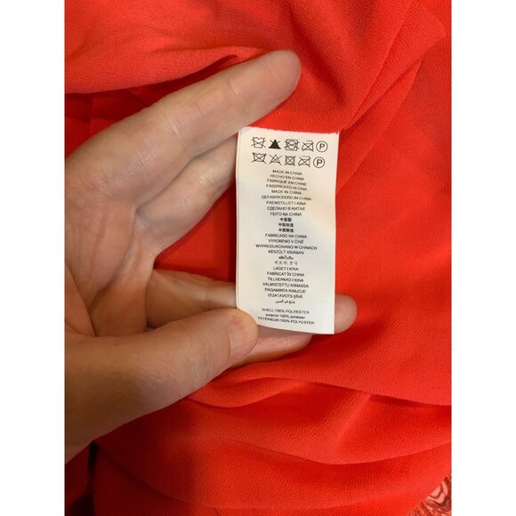 Michael Kors Red Marble Patterned Pleated Off-Shoulder Belted Dress, Size M NWT! - Picture 8 of 8